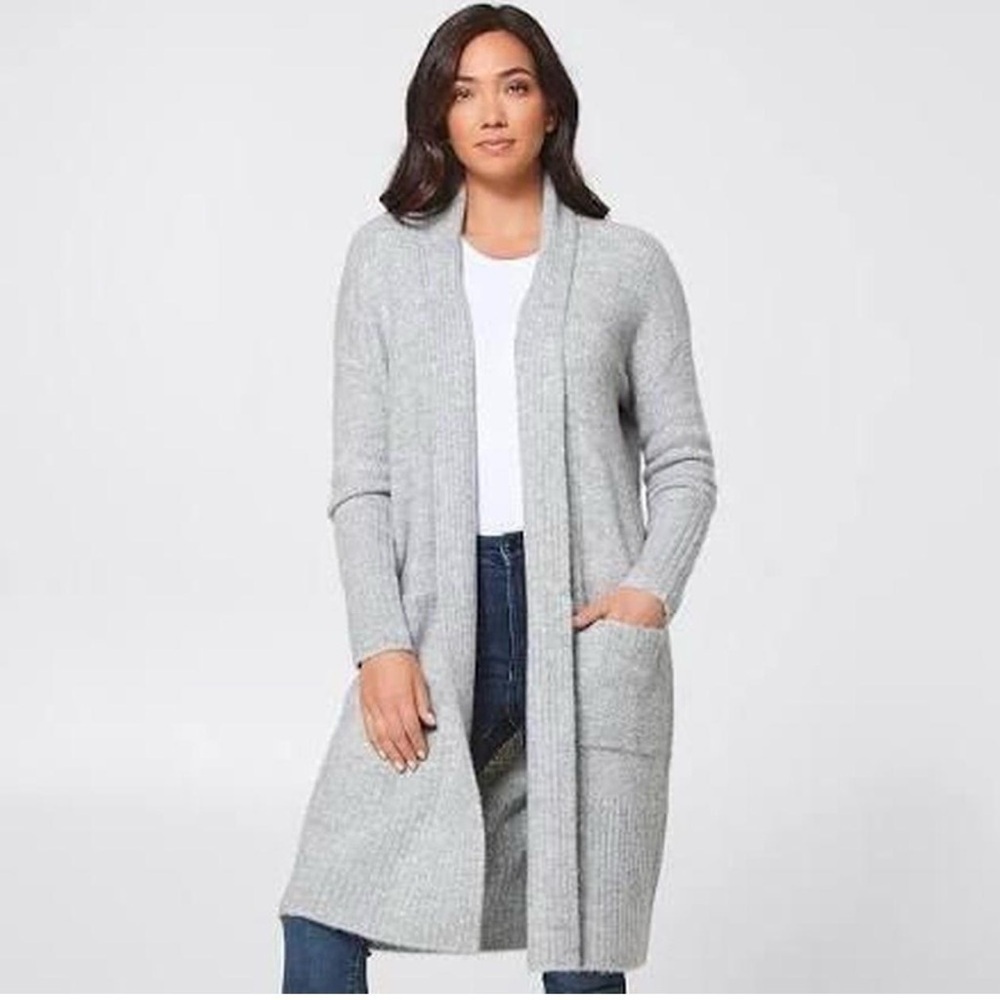 Vince Camuto Light Gray Long Open Front Cardigan size Medium